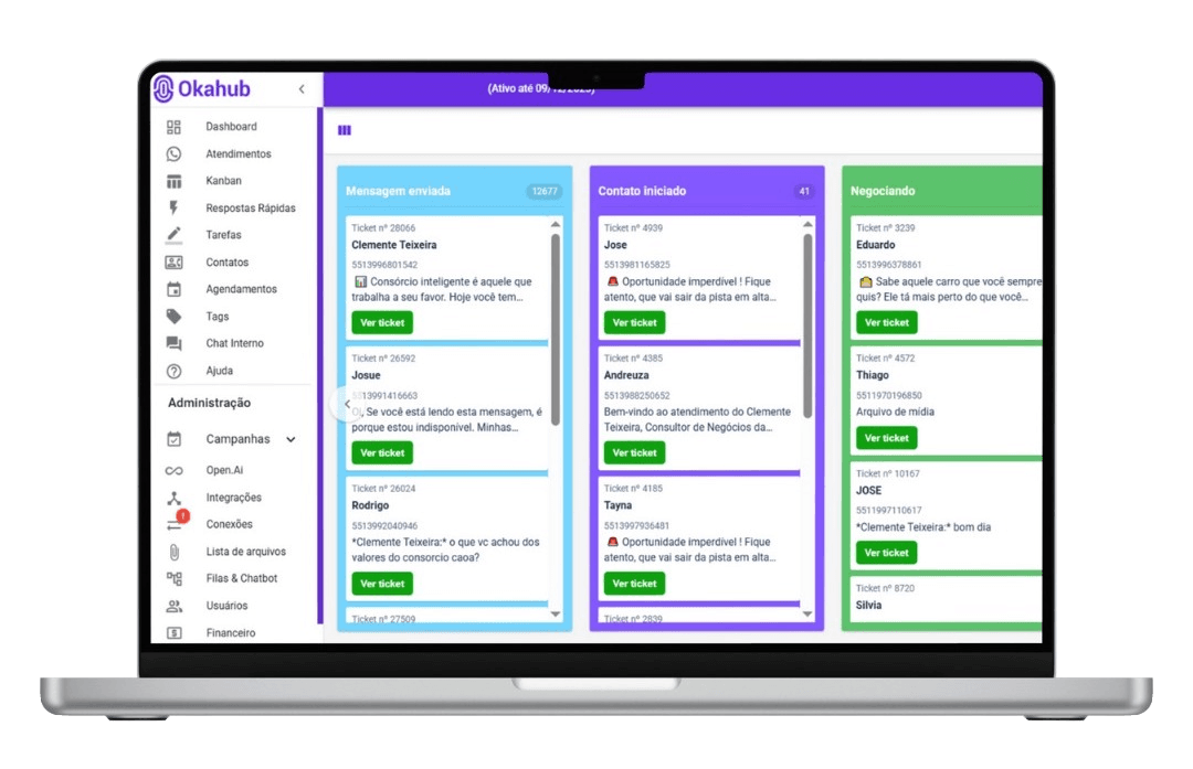 Okahub - Organização Kanban para WhatsApp